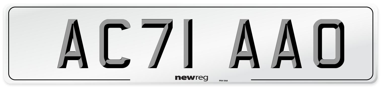 AC71 AAO Number Plate from New Reg